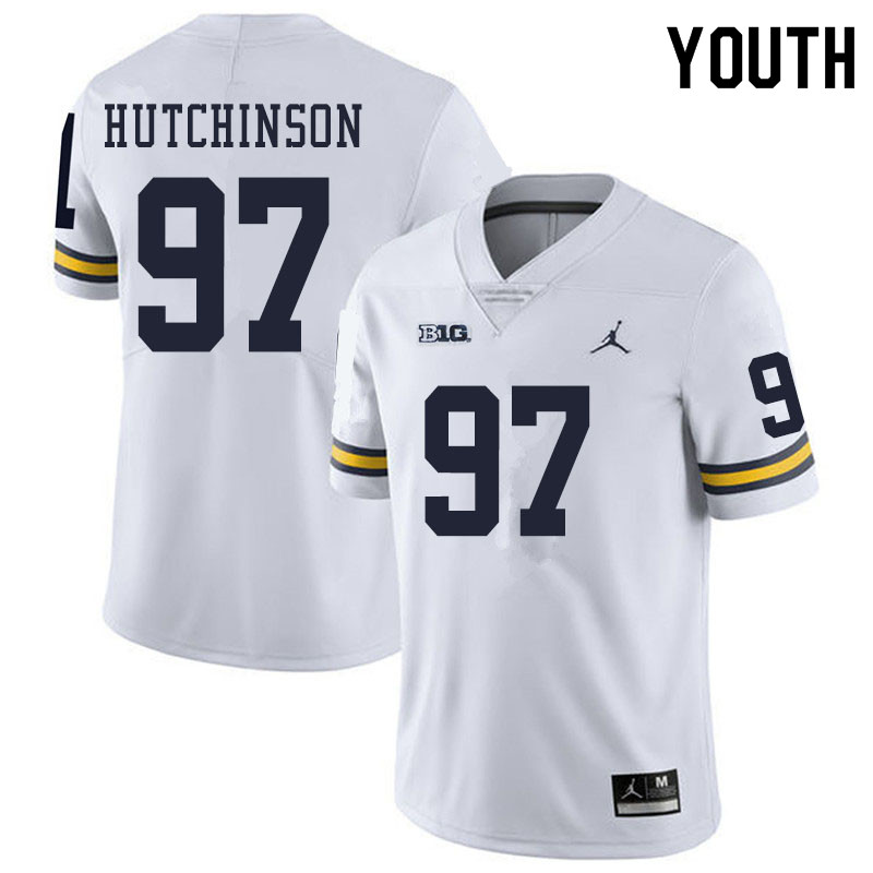 Youth #97 Aidan Hutchinson Michigan Wolverines College Football Jerseys Sale-White